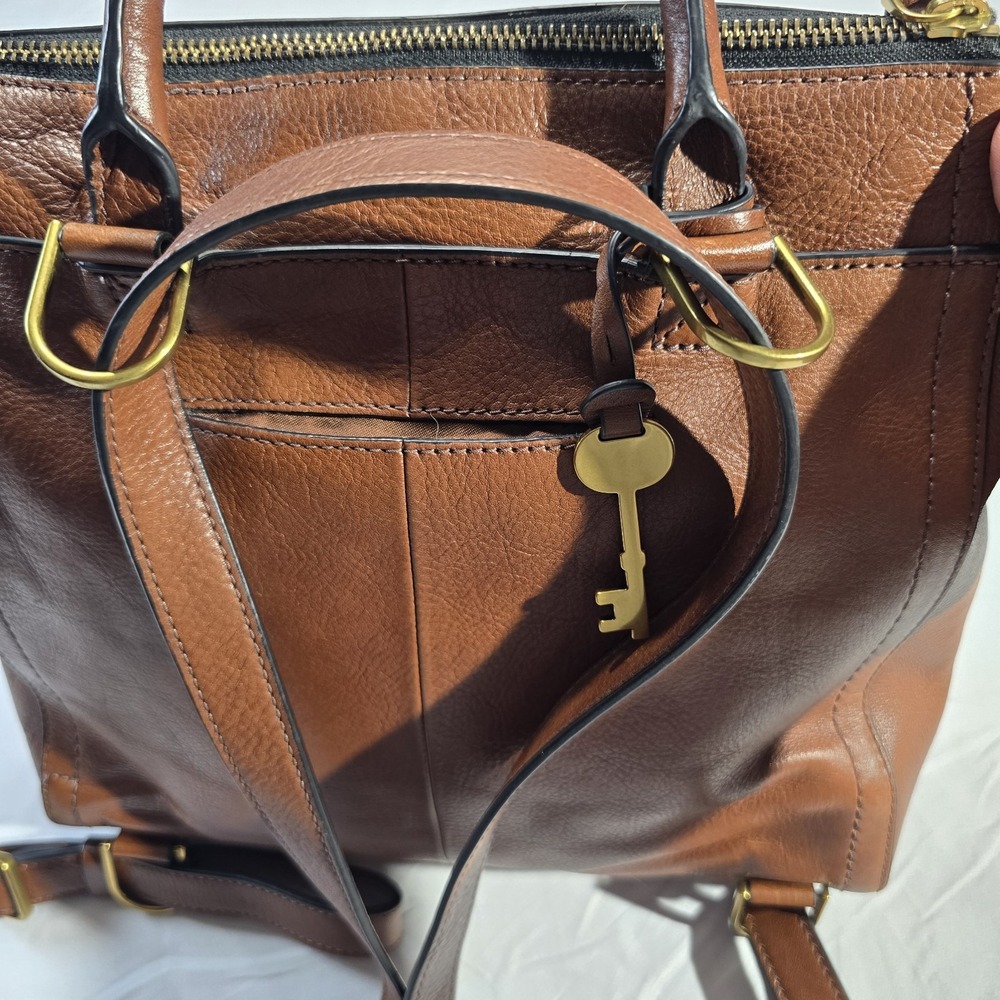 Fossil Chestnut Brown Genuine Leather Backpack - Picture 8 of 11